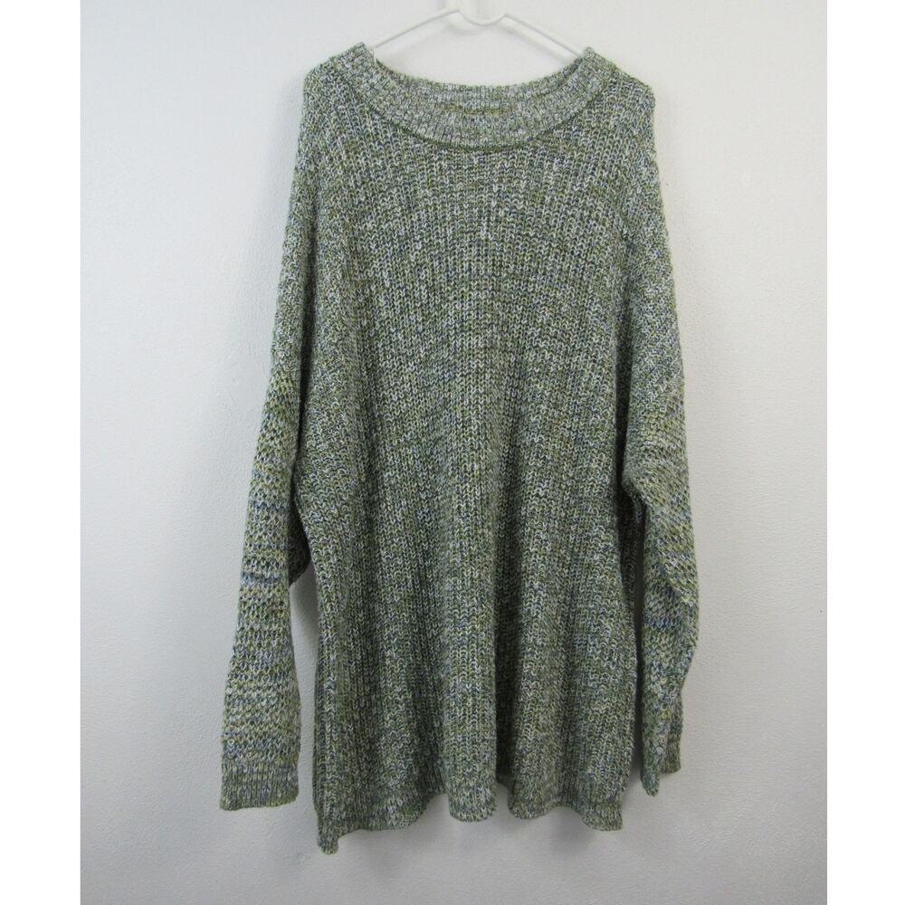 Ava & Viv 4X Women’s Heather Green Blue Knit Sweater Plus Size Pullover Casual